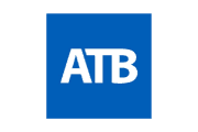 Image of ATB logo in white with a blue box border surrounding